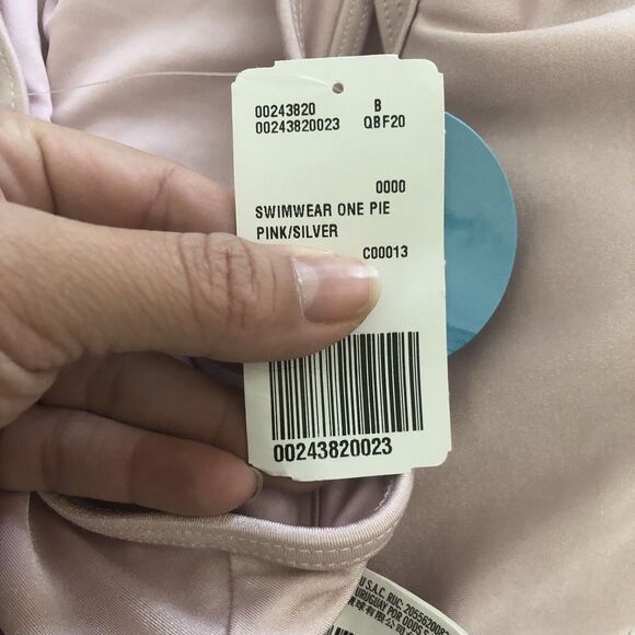 Get Salty One Piece Swimsuit NEW FOREVER 21 UPF 50+ Medium Pink Silver Mesh - Picture 8 of 8